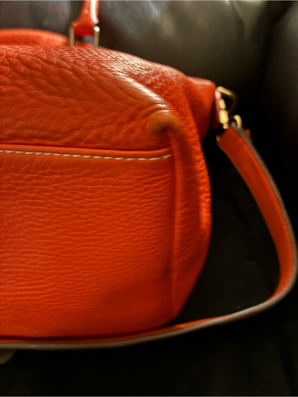 Dooney & Bourke Vibrant Orange Pebbled Leather Satchel with Charm - Picture 13 of 16